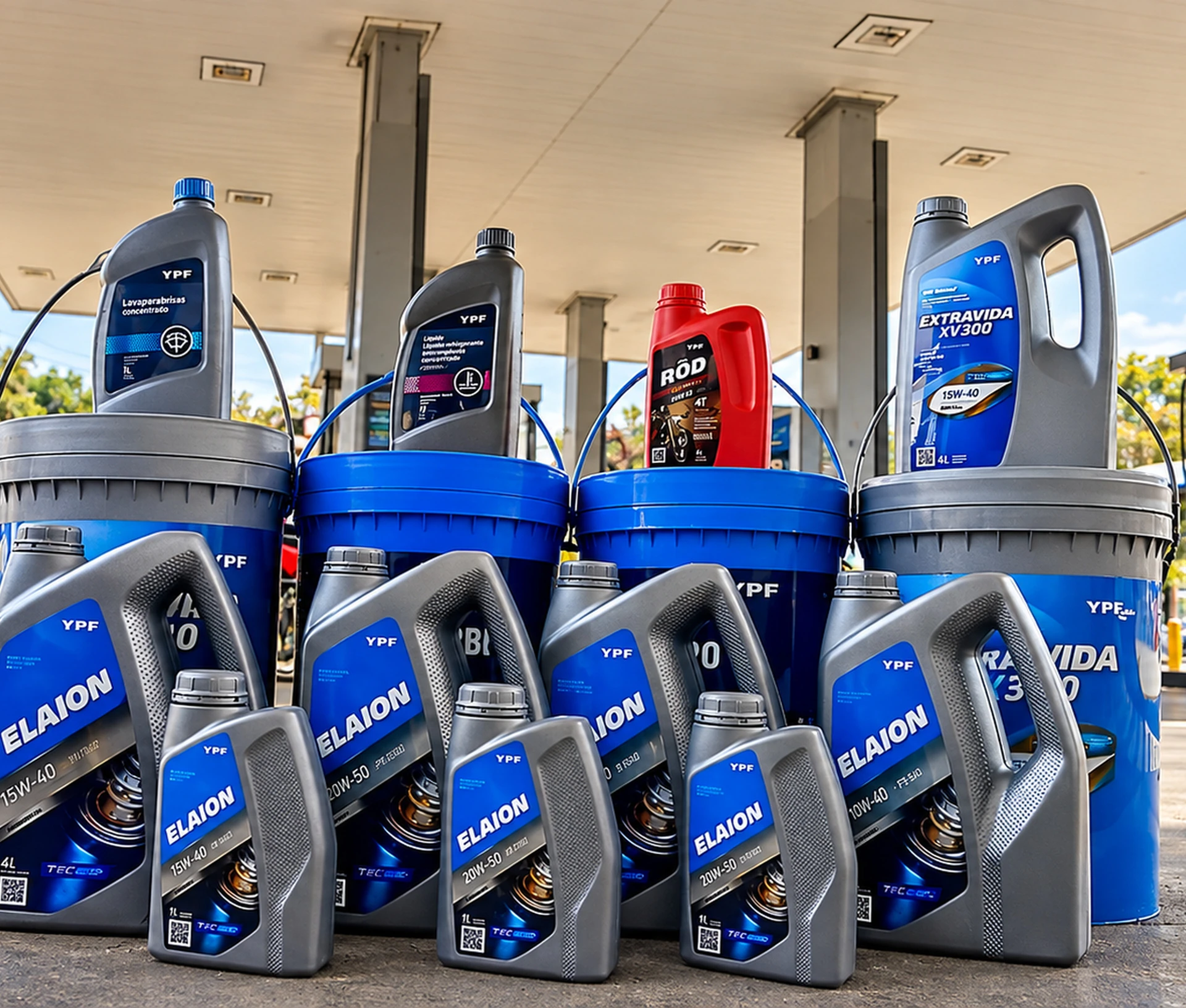 Lubricantes YPF exhibidos en la estación Aguaray