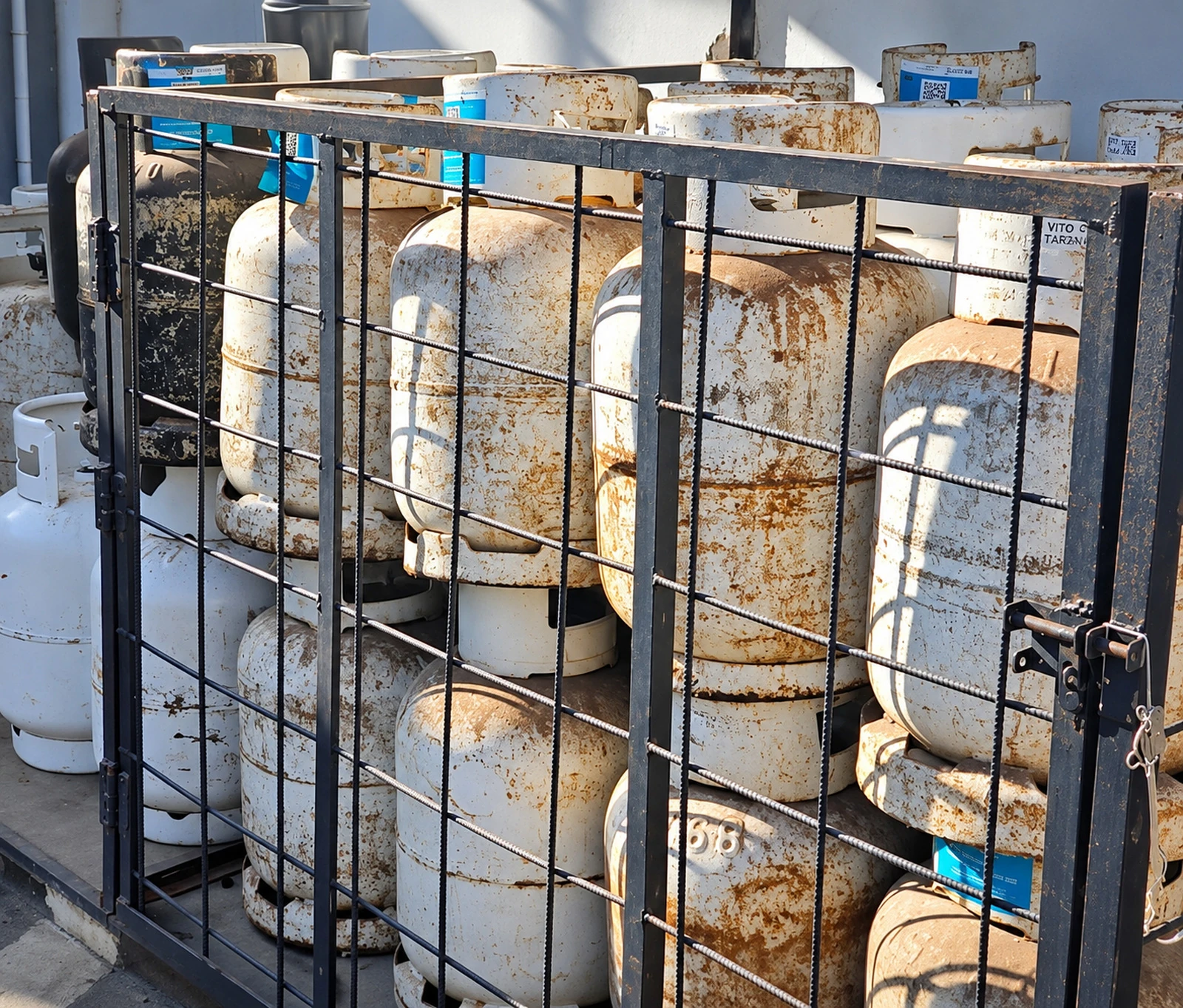 Garrafas de gas envasado en la estación de Aguaray